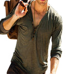 Men’s Casual Cotton Blend Henley Long Sleeve T-Shirt – Lightweight Breathable Slim Fit Top